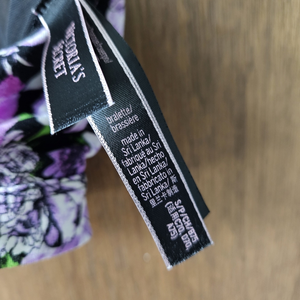 Victoria's Secret Floral Bralette Bra - Black and Pink - Picture 4 of 4